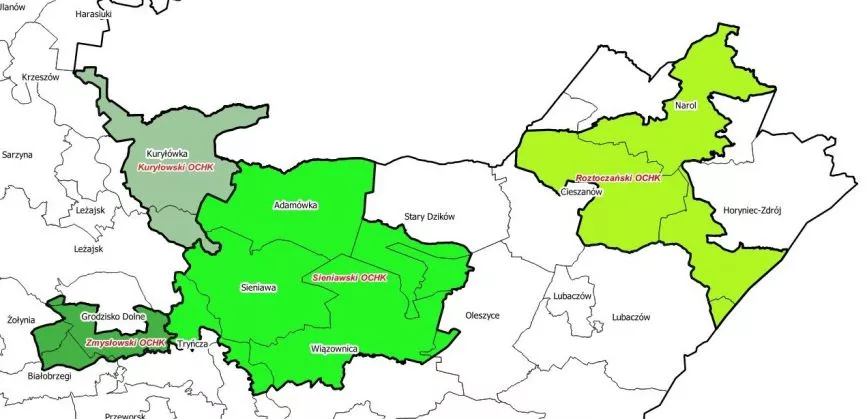 mapa obszarów chronionego krajobrazu dla których dedykowany jest konkurs